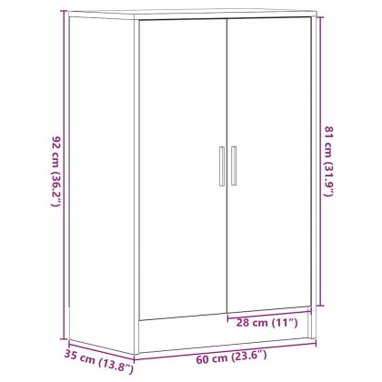 Шкаф за обувки, черен дъб, 60x35x92 см, инженерно дърво