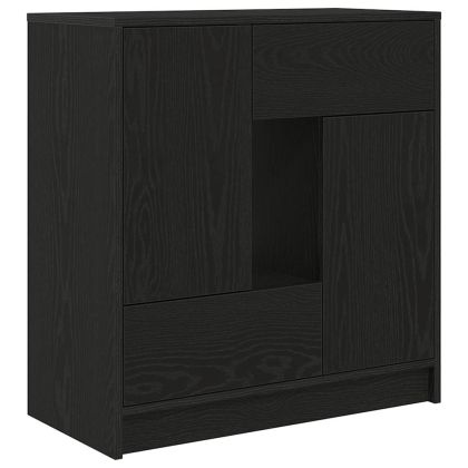 Бюфет с чекмеджета и вратички, черен дъб, 70,5x34x74,5 см