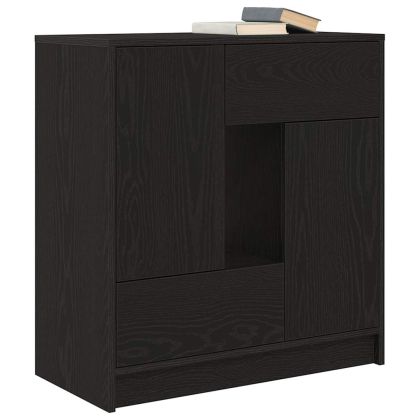 Бюфет с чекмеджета и вратички, черен дъб, 70,5x34x74,5 см