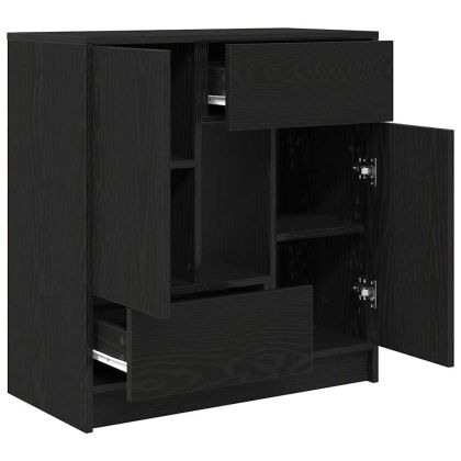 Бюфет с чекмеджета и вратички, черен дъб, 70,5x34x74,5 см