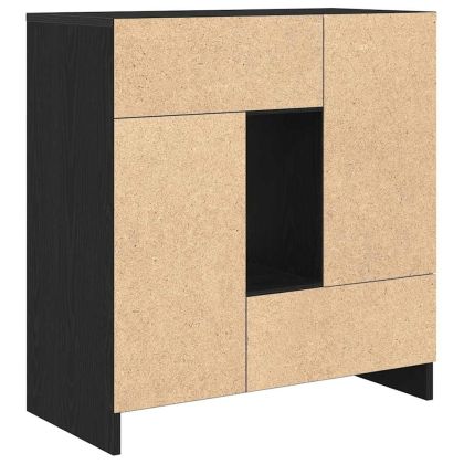 Бюфет с чекмеджета и вратички, черен дъб, 70,5x34x74,5 см