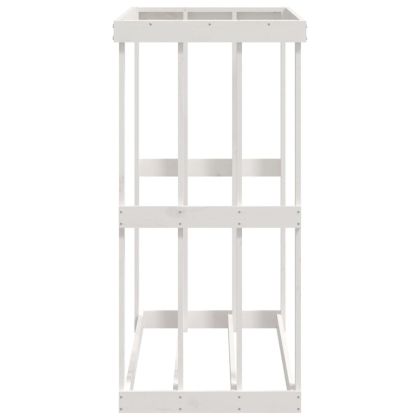 Външна поставка за дърва за огрев бяла 33,5x30x110 см бор масив