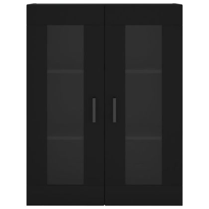 Стенни шкафове, 2 бр, черни, инженерно дърво