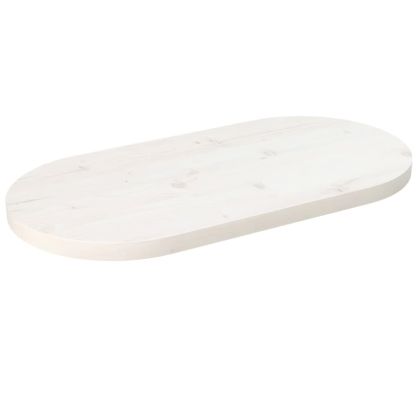 Плот за маса, бял, 60x30x2,5 см, бор масив, овален