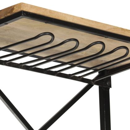 Шкаф за вино "Трактор", бял, 49x31x172 см, грубо мангово дърво