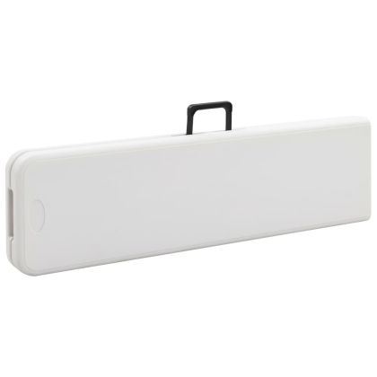 Сгъваема градинска маса с 2 пейки, 180 см, стомана и HDPE, бяла