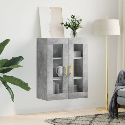 Стенен шкаф бетонно сив 69,5x34x90 см