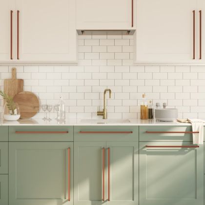 Дръжки за шкафове, 10 бр, бронз, 480 мм, неръждаема стомана