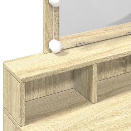 Тоалетка с LED, дъб сонома, 80x41x144,5 см