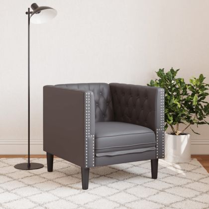 Честърфийлд диван стол сив kunstnahast