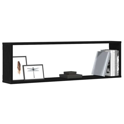 стенни кубични рафтове 2 бр. черен дъб 100x15x30 cm