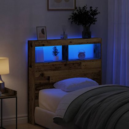 Табла шкаф с LED, Старо дърво, 100x17x102 см
