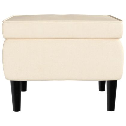 Фотьойл Wingback с табуретка, кремав, кадифе