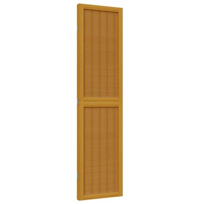 Разделител за стая, 3 панела, кафяв, дърво пауловния масив