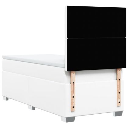 Боксспринг легло с матрак, бяло, 90x200 см, изкуствена кожа