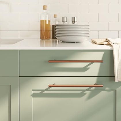 Дръжки за шкафове, 5 бр, бронз, 224 мм, неръждаема стомана