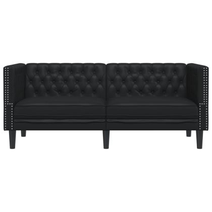 Диван Chesterfield с 2 седалки от черна kunstnahast