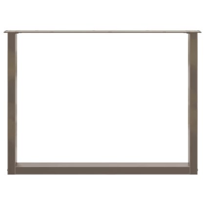 Крака за трапезна маса, U-образни, 3 бр., естествена стомана, 100 x (72-73) см, стомана