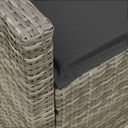 Градински диван с възглавници, сив, полиратан