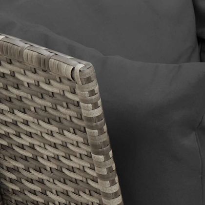 Градински диван с възглавници, сив, полиратан