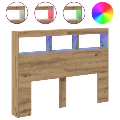 Табла шкаф с LED, Дъб артизан, 140x17x102 см