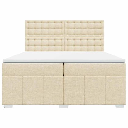 Боксспринг легло с матрак, кремаво, 200x200 см, плат