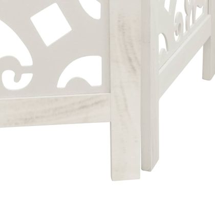 Разделител за стая, 5 панела, бял, дърво пауловния масив