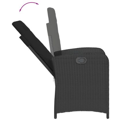 Градински трапезен комплект възглавници 9 части черен полиратан