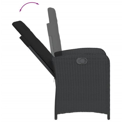 Градински трапезен комплект възглавници 5 части черен полиратан