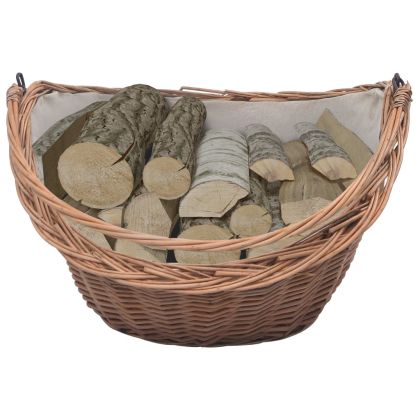 286988 Firewood Basket with Handle 60x44x55 cm Natural Willow