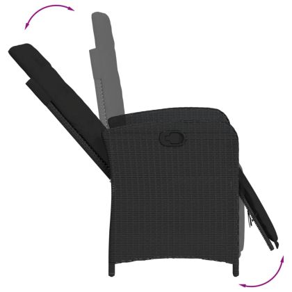 Градински трапезен комплект възглавници 9 части черен полиратан