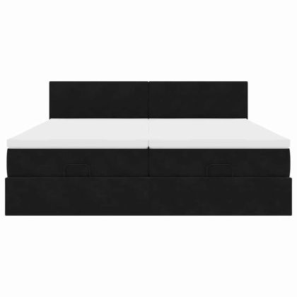 Османска легло с матраци, черно, 160x200 см, кадифе