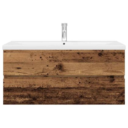 шкаф за мивка с вграден басейн и смесител Старо дърво