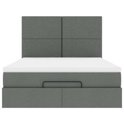 Османска легло с матрак, тъмносиво, 140x200 см, плат