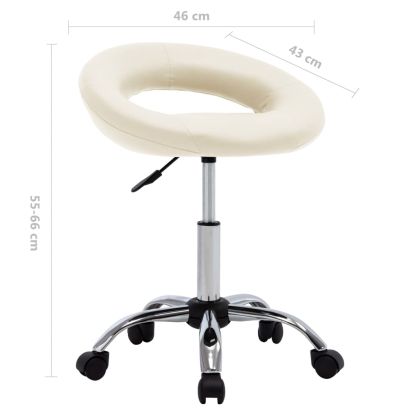 Стол с колелца, кремав, изкуствена кожа