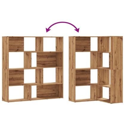 Ъглова етажерка 4 нива дъб артизан 85x85x140 см инженерно дърво