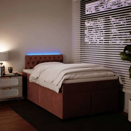 Боксспринг легло с матрак, розово, 120x200 см, кадифе