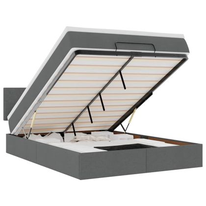 Османска легло с матрак, тъмносиво, 140x200 см, плат