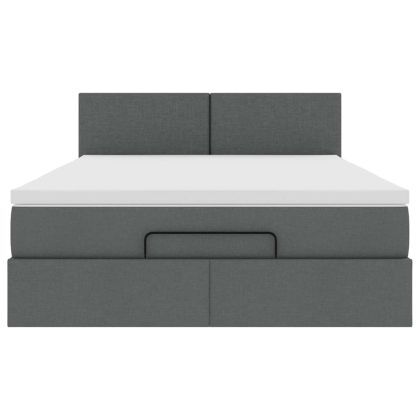 Османска легло с матрак, тъмносиво, 140x200 см, плат