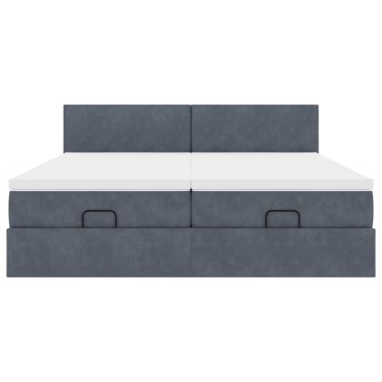 Османска легло с матраци, тъмносиво, 200x200 см, кадифе
