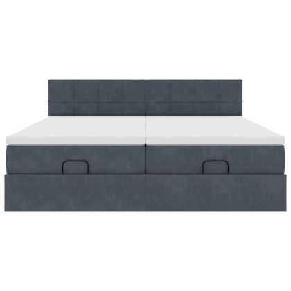 Османска легло с матраци, тъмносиво, 200x200 см, кадифе