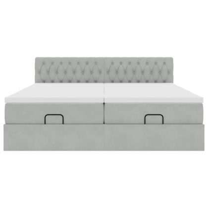 Османска легло с матраци, светлосиво, 180x200 см, кадифе