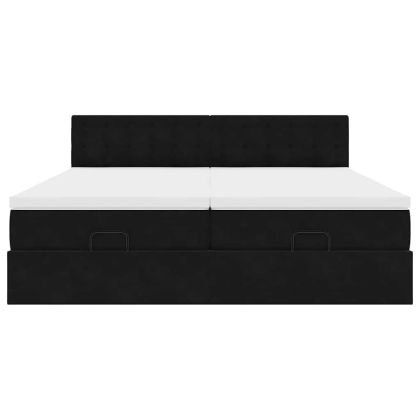Османска легло с матраци, черно, 180x200 см, кадифе