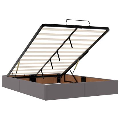 Османска легло с матрак, сиво, 140x200 см, изкуствена кожа