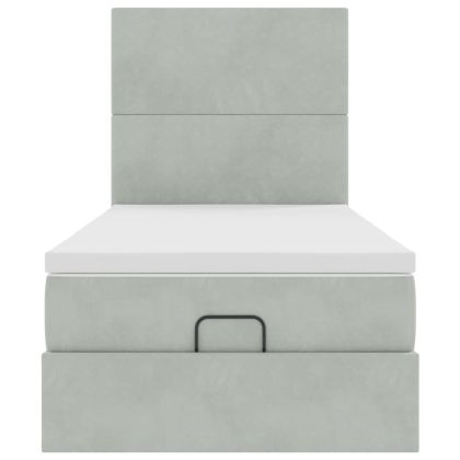 Османска легло с матраци, светлосиво, 90x200 см, кадифе