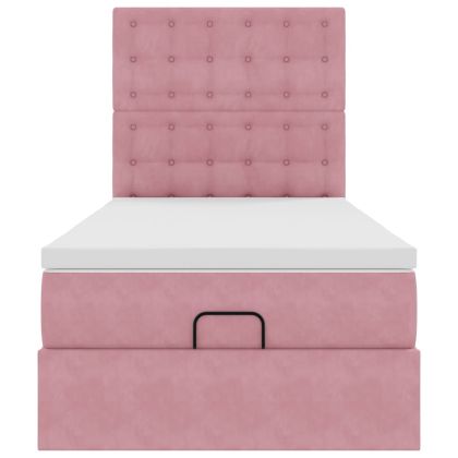 Османска легло с матраци, розово, 90x200 см, кадифе