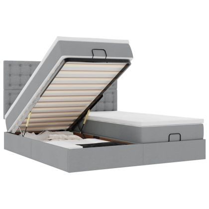 Османска легло с матраци, светлосиво, 200x200 см, плат