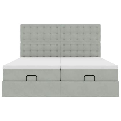 Османска легло с матраци, светлосиво, 180x200 см, кадифе
