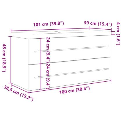 Комплект мебели за баня от 2 части, дъб сонома, инженерно дърво