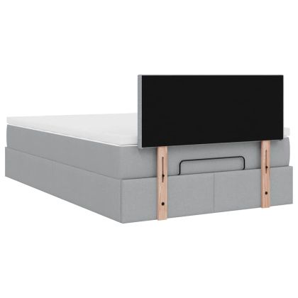 Османска легло с матрак, светлосиво, 120x200 см, плат